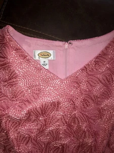 Talbots Coral Pink Embroidered Sleevless V Neck 100% Silk Dress Women Sz 10 VTG - Picture 1 of 16