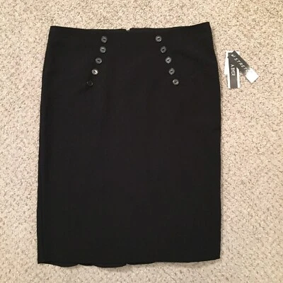 Saia A.Byer tamanho 9 preta comprimento do joelho lápis plissado sem forro nova - Imagem 1 de 4