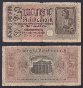 Banconota Occupazione Tedesca Italia 20 reichsmark (1940-1945) P.-R139 MB/F - Picture 1 of 1