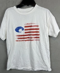 Costa Del Mar Jungen T-Shirt weiß Größe M USA amerikanische Flagge rot blau patriotisch - Bild 1 von 6