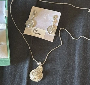 Stunning Diamonique TOVA Halo Sterling Silver Pendant & Matching Earrings Set-BN - Picture 1 of 14