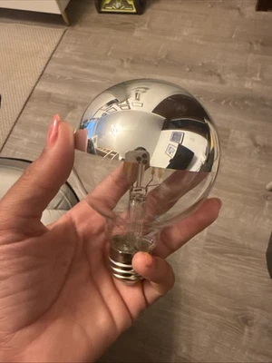 NEW LOT 2 West Elm LED G25 Globe Clear Silver Tipped Replacement Light Bulbs 5 W - Image 1 of 2