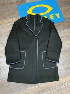 Womans Jil Sander Green Wool/Cashmere Minimalist Coat with Contrast Piping sz42 - Picture 1 of 19