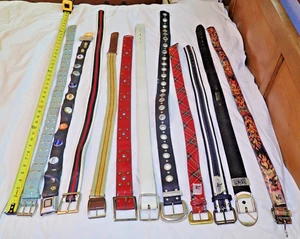 Lot of 13 Vintage & Contemporary Vegan Belts Plain Eyelet Vinyl Unqiue Cool - Picture 1 of 16