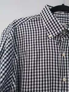 Peter Millar Crown Soft Medium Silk/Cotton Button Up Black Blue White Plaid - Picture 1 of 11