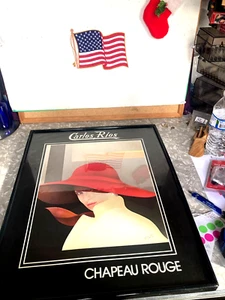 CARLOS RIOS CHAPEAU ROUGE DAME MIT ROTEM HUT SIGNIERTES BILD 16 X 20 - Bild 1 von 4