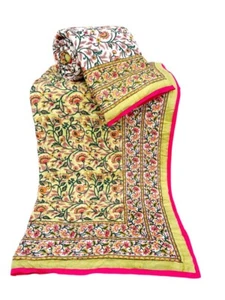 Blockdruck Indisch Winter Gesteppt Quilt Razai Überwurf Baumwolle Tagesdecke ... - Bild 1 von 1