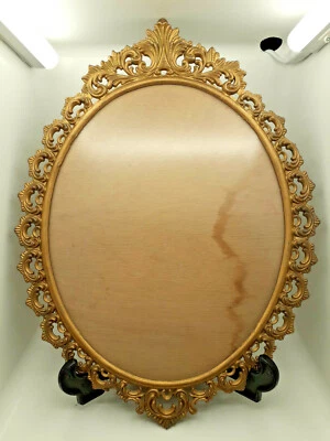 Ancien cadre ovale en laiton XIX°eme, cadre photo doré, déco vintage brocante  - Photo 1/4