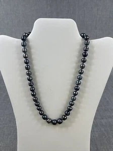 Honora schwarze Perlenkette 14 Karat Weißgold Zuchtkreis Barock 18 Zoll - Bild 1 von 11