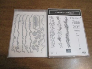 STAMPIN UP FESTIVE & BRIGHT STAMPS & DIE SET - Picture 1 of 2