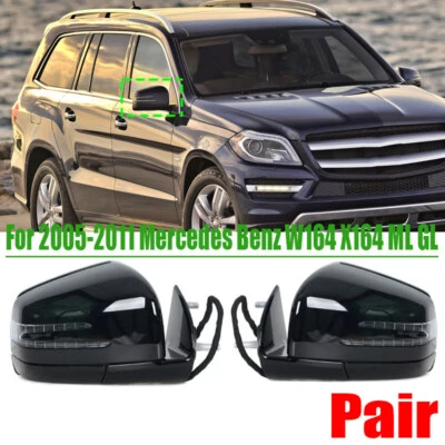 Conjunto de espejo retrovisor lateral negro para Mercedes Benz W164 X164 ML GL 2005-2011 Foto 1 de 4