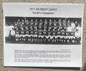 1957 Detroit Lions World Champions 11x14 Team Photo Yale Lary Joe Schmidt Layne - Picture 1 of 2