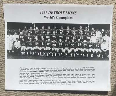 1957 Detroit Lions World  Champions 11x14 Team Photo Yale Lary Joe Schmidt Layne - Image 1 of 2
