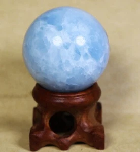Natural Polished Blue Celestite Quartz Crystal Gem Sphere Ball Specimen / Stand - Picture 1 of 14