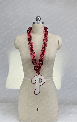 New MLB Philadelphia Phillies Red Jumbo Big Fan Chain Necklace Foam MI USA Cover