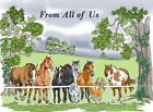 Greetings Card From All Of Us - Horses At Fence Equine Gathering - Gift Envy NEW