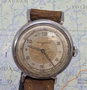 Vtg Movado Bullseye Military Dial Mechanical Watch Borgel RUNNING - Picture 1 of 11