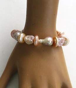 Pulsera única de perlas Ming Coin Biwa perlas de agua dulce naturaleza 5431 - Imagen 1 de 5