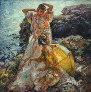 JOSE ROYO  "Cala en Mallorca" (Cove in Mallorca/Spain) HAND SIGNED SERIGRAPH - Picture 1 of 4