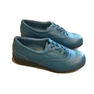 Dr Scholl’s Solid Blue Leather Lace Up Sneakers Shoes Womens Size 5 - Picture 1 of 8