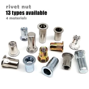 20 pezzi M3 M4 M5 M6 M8 M10 M12 dado rivetto testa piatta esagonale cieco inserto rivetto - Foto 1 di 19