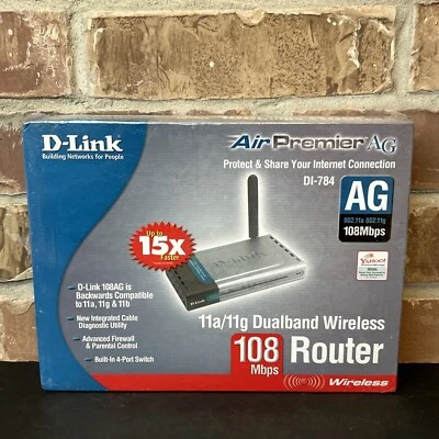 D-LINK WIRELESS ROUTER DI-784 108Mbps 11a/11g NEW SEALED - Image 1 of 4