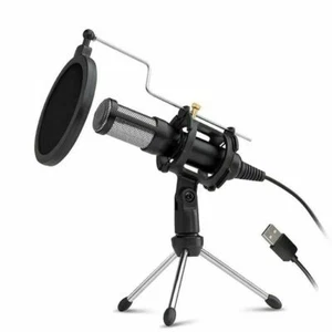 USB Condenser Mic Kit Microphone Gaming Recording PC Mac Laptop Tablet Plug Play - Picture 1 of 3