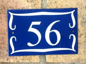 PLAQUE EMAILLEE NUMERO DE RUE EMAIL VERITABLE 800°C MAISON N°56 BF FAB FRANCE - Picture 1 of 1