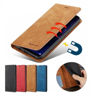 Magnetic Wallet Case Leather Flip Cover for Samsung Galaxy S10e/S9+/S8+/S7 Edge - Picture 1 of 28