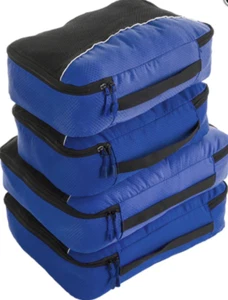 BAGO 4ER PACK TIEFBLAUE PACKWÜRFEL MIT 3 STÜCK KUNSTSTOFF-REISSVERSCHLUSSBEUTEL *PORTOFREI* - Bild 1 von 1