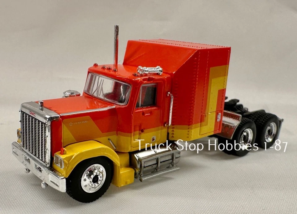 Brekina 1980 GMC General Truck Tractor Orange & Yellow 1/87 (HO) Bre85778