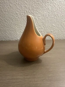 Vintage Orange Ceramic Creamer Flower Vase Mcm Retro Miniature Unmarked - Picture 1 of 7