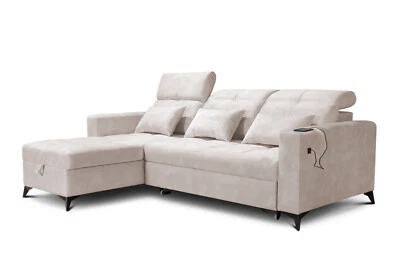 Ecksofa mit Schlaffunktion und Bettkasten Ivo Eckcouch L-Form Sofa Gesteppt 26 - Bild 1 von 4