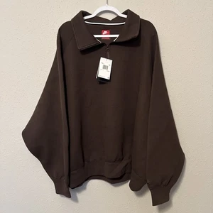 Camiseta Nike Tech polar media cremallera marrón para hombre talla 2XL XXL nueva de gran tamaño - Imagen 1 de 5