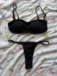 Black Thong Style Bikini Set Shein Size S but fit XS Better - Picture 1 of 3