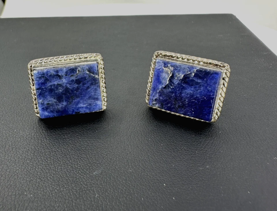 925 Винтажный Taxco содалит запонки - Изображение 1 из 4