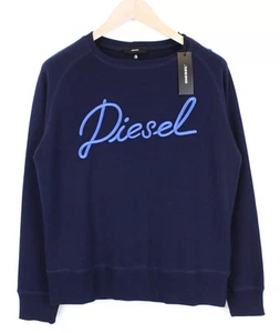 DIESEL F-Gertrude Women'S Sweatshirt S Navy Cotton Stretch Logo Pullover - Picture 1 of 7