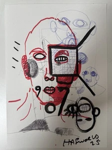 Papel Abstracto Original HASWORLD A4 Expresionismo Robot Moderno Arte Pop - Imagen 1 de 1