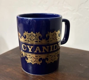 Vintage 60er Hornsea Keramik blau & gold Gift Apotheker Cyanid Kaffeebecher 1960s - Bild 1 von 4