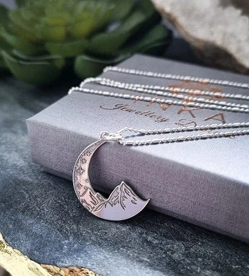 Collar Luna Plata Esterlina 925 20" Bola Cuentas Cadena Por INKA Foto 1 de 4