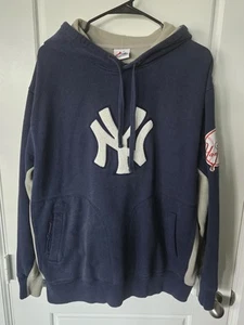 New York Yankees Hoodie Majestic Fleece Lined Sweatshirt Navy Blue Mens XL - Picture 1 of 8