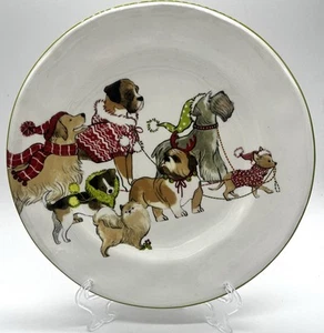Pier 1 Park Avenue Welpen Weihnachten Ironstone handbemalt Salat Dessert Teller - Bild 1 von 5