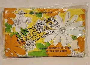 Vintage Cannon No-Iron Muslin Irregulars 2 Standard Pillowcases New In Package - Picture 1 of 7