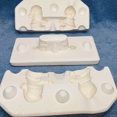 Molde de cerámica fundido Scioto S297 Mr and Mrs Santa Slip 3 piezas Navidad 1980 Foto 1 de 4