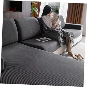 Sectional Couch Covers, Wear Resistant Stretch Sofa Covers Chaise Dark Gray - Picture 1 of 7