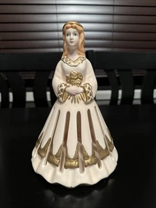 Vintage Lillian Vernon Ceramic Napkin/Handkerchief Holder Angel Figurine Gold 9” - Picture 1 of 6