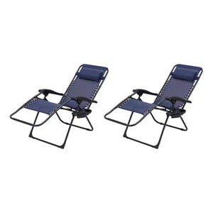 Mainstays MSX128059664005 Zero Gravity Chair Lounger, 2 Pack - Navy - Picture 1 of 3