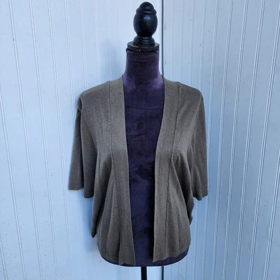 Cárdigan corto de lino Lane Bryant encogido de hombros frente abierto verde oliva 22/24 nuevo con etiquetas Foto 1 de 4