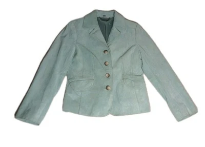 Ann Taylor женщин замшевая кожа кнопка спереди блейзер куртка морской пены размер 6 - Изображение 1 из 4