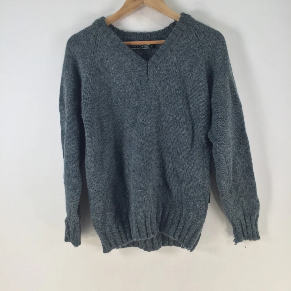 Woolovers Mujer Punto Suéter Jersey Talla S Lana Británica Verde Cuello en V 119385 Foto 1 de 4